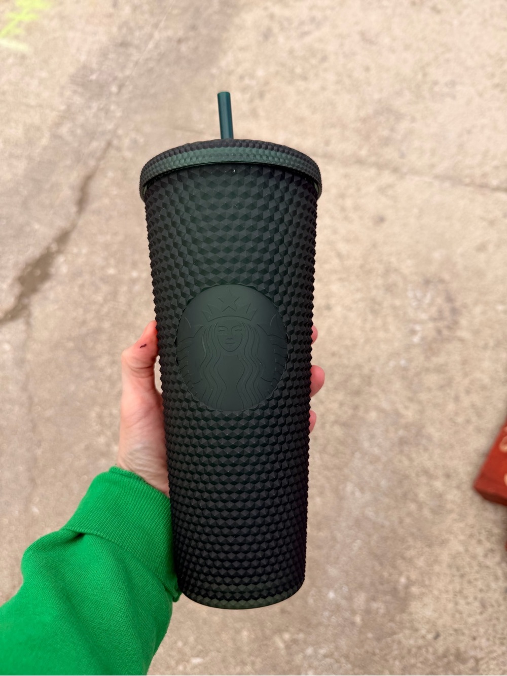 Starbucks Dark Green Textured Tumbler Lid with Sticker